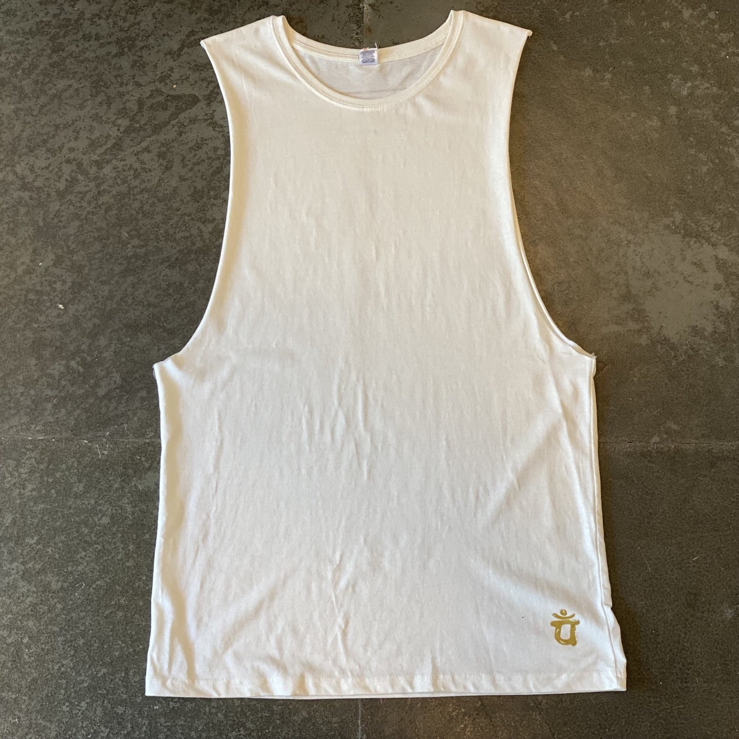 State of Gratitude | Cream and Gold Tank | Heart Chakra Apparel | Gratitude Apparel | Synonym for grateful | With gratitude | Organic Cotton Tanks